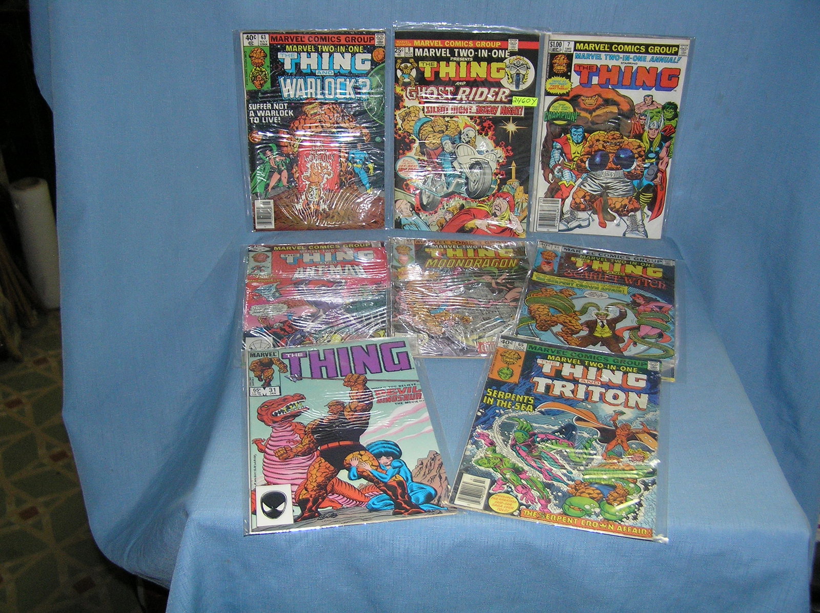 Group of vintage Marvel Comic Books: Group of vintage Marvel Comic Books featuring the thing with appearences by Ghost Rider, Antman, Warlock, Moon Dragon, Scarlet witch and more est. value $125.00-$150
