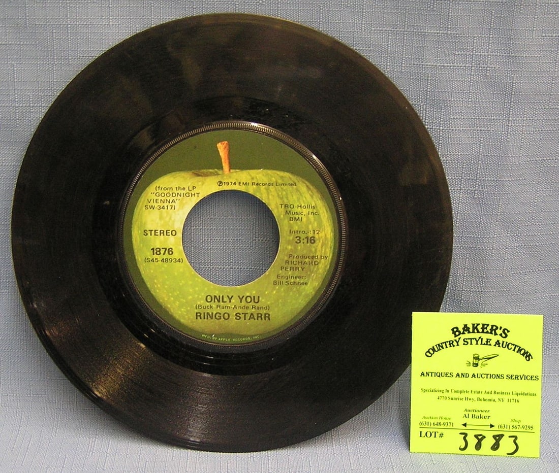 Vintage Ringo Starr 45 rpm record: Vintage Ringo Starr 45 rpm record on Apple Records est. value $15.00-$20.00