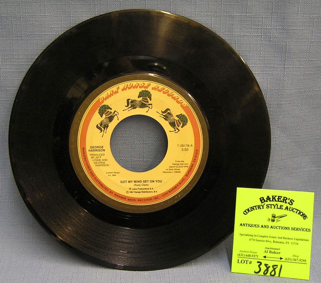 Vintage George Harrison 45 rpm record: Vintage George Harrison 45 rpm record on Dark Horse Records est. value $15.00-$20.00