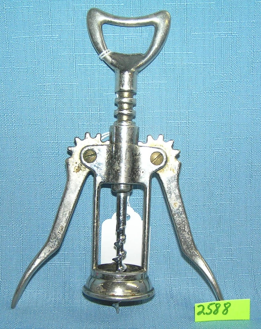 Italian made nickel silver mechanical cork screw: Italian made nickel silver mechanical cork screw est. value $45.00-$50.00