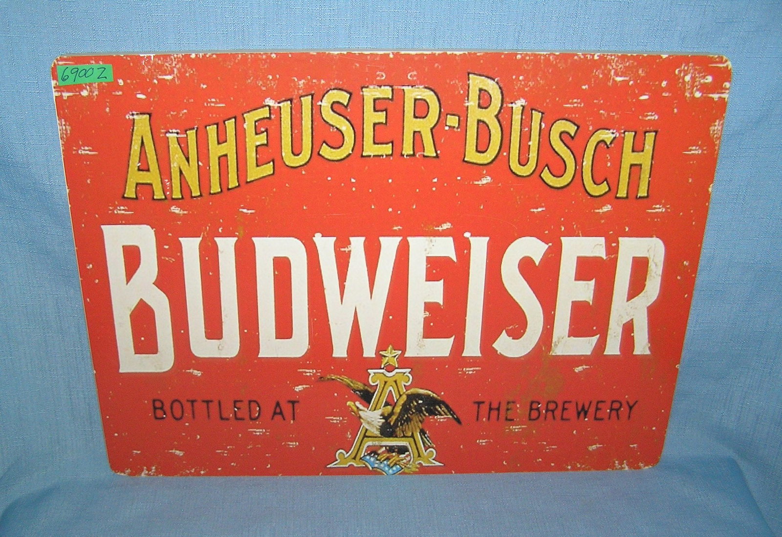 Budweiser Beer retro style advertising sign: Budweiser Beer retro style advertising sign printed on PVC hardboard these signs are auctioned for their decorative and display purposes 12 inches by 16 inches est. value $50.00-$60.00