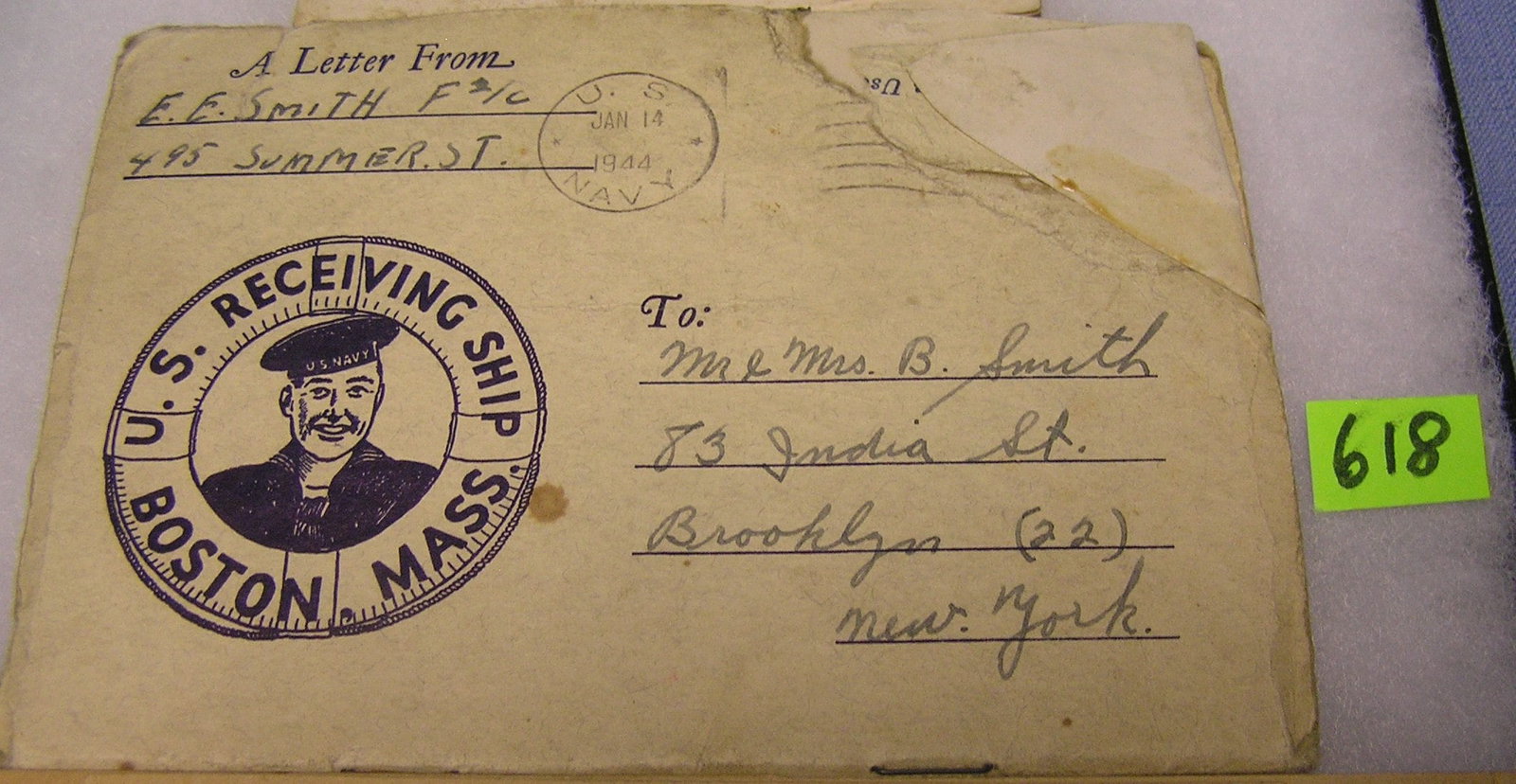 WWII letter and booklet from the US NAVY: Vintage WWII letter and booklet from the US NAVY receiving station Boston Mass. Dated 1943 photo illustrated est. value $50.00-$60.00