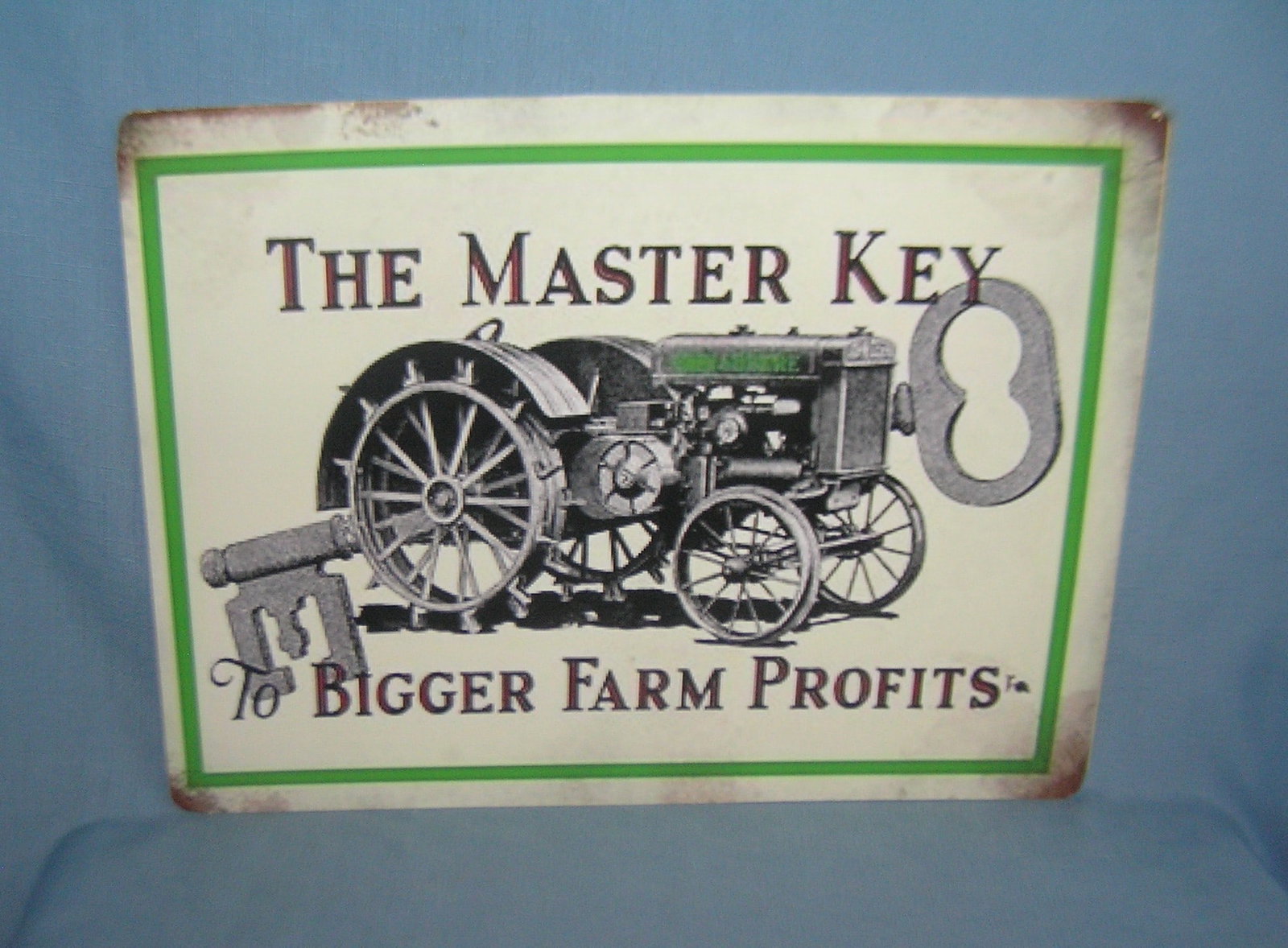 Farm Tractor retro style advertising sign printed on PVC hard board12x16: Farm Tractor retro style advertising sign printed on PVC hard board these signs are auctioned for there decorative and display purposes 12x16 est. value $50.00-$60.00