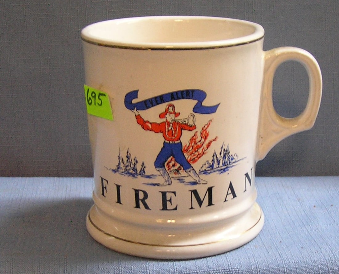 Vintage Fire department shaving mug: Vintage Fire department shaving mug est. value $75.00-$80.00