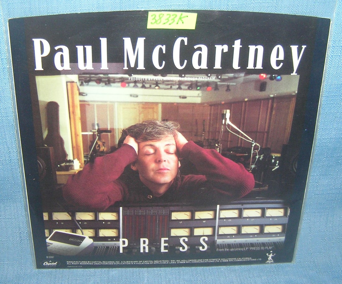 Paul McCartney vintage 45 RPM record: Paul McCartney vintage 45 RPM record and picture sleeve est. value $20.00-$25.00