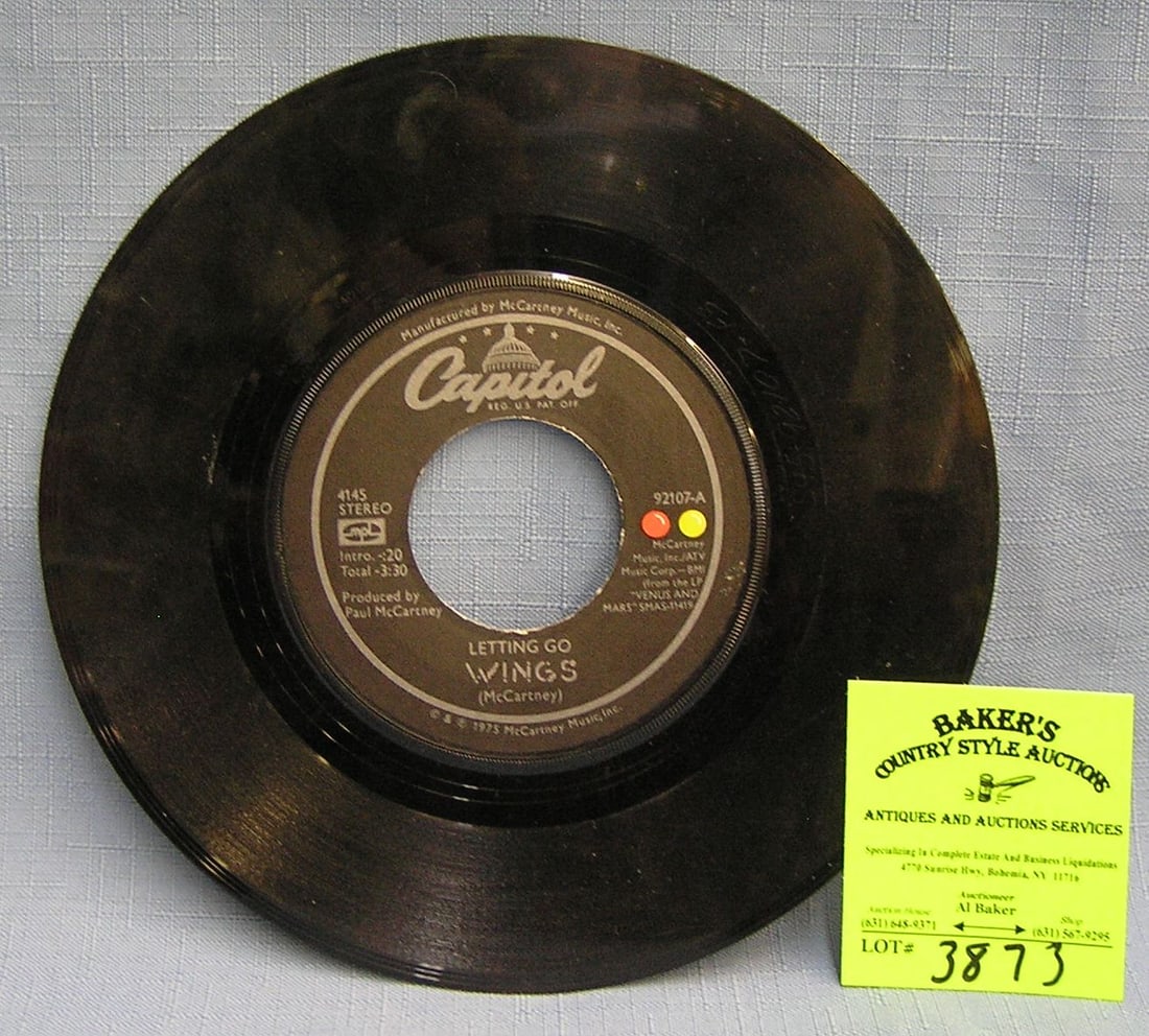 Paul McCartney and Wings 45 rpm record: Vintage Paul McCartney and Wings 45 rpm record on Capital Records est. value $15.00-$20.00