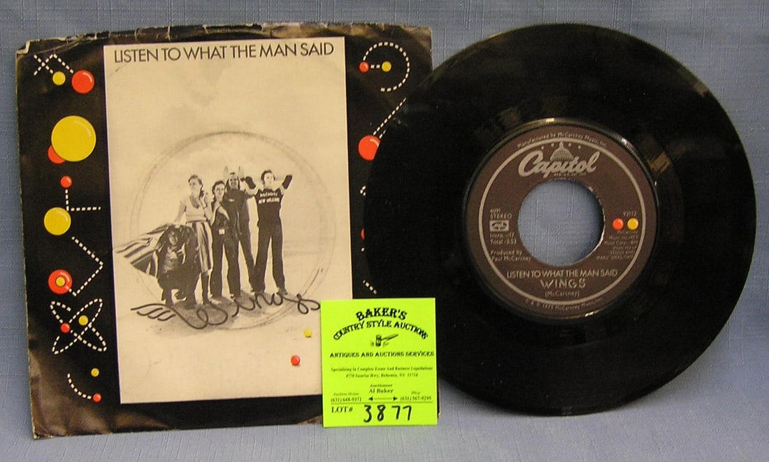 Paul McCartney and Wings 45 rpm record: Vintage Paul McCartney and Wings 45 rpm record on Capital Records with picture sleeve est. value $15.00-$25.00