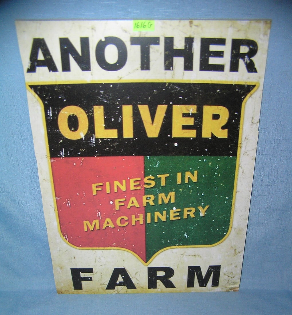 Finest Farm machinery retro style advertising sign: Another Oliver Finest Farm machinery retro style advertising sign 12 inches by 16 inches these signs are printed on PVC hard board and are sold for their decorative display purpose est. value $40.00-$