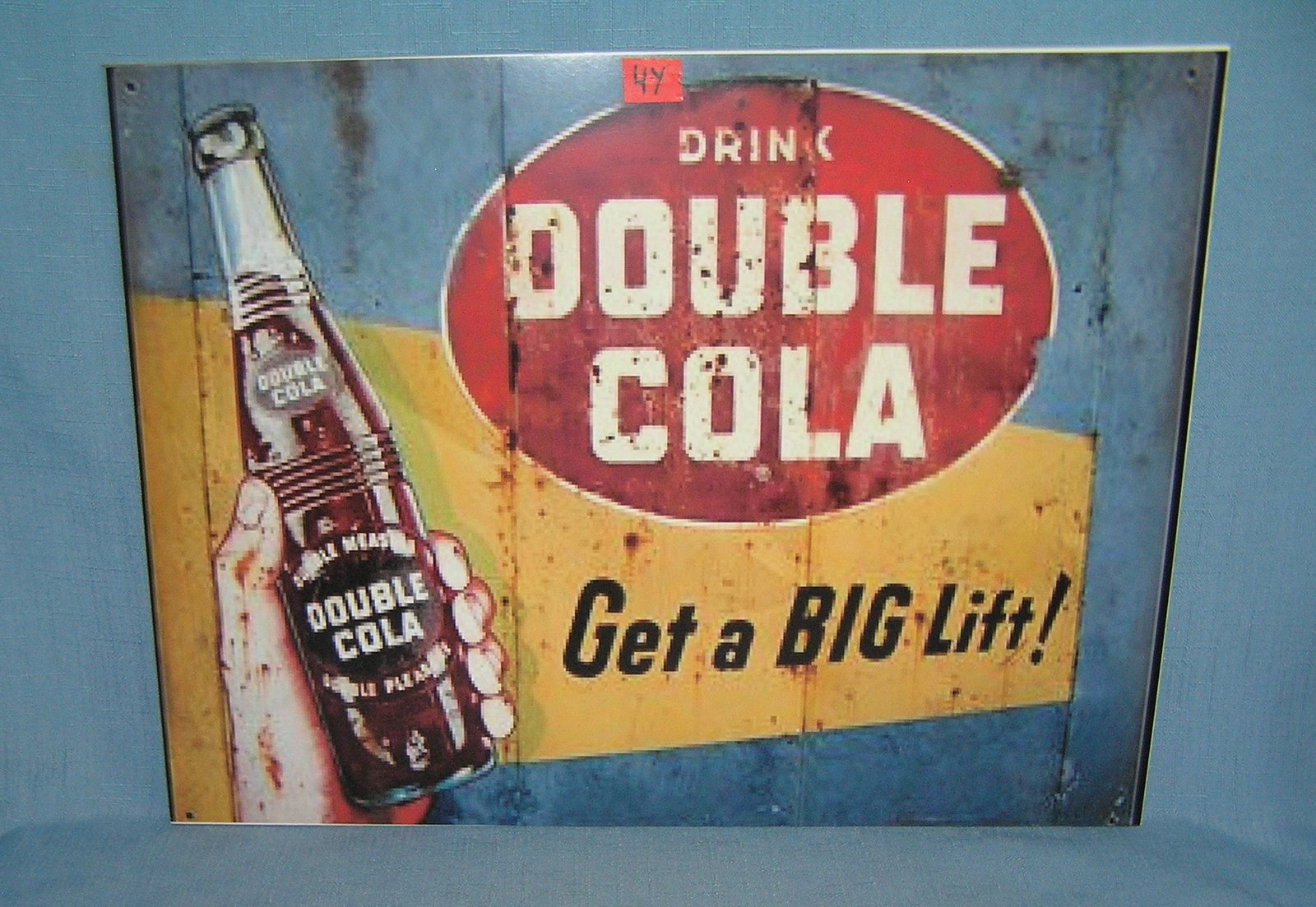 Drink Double Cola retro style advertising sign: Drink Double Cola retro style advertising sign printed on PVC hard board these signs are auctioned for there decorative and display purposes 12 inches by 16 inches est. value $50.00-60.00