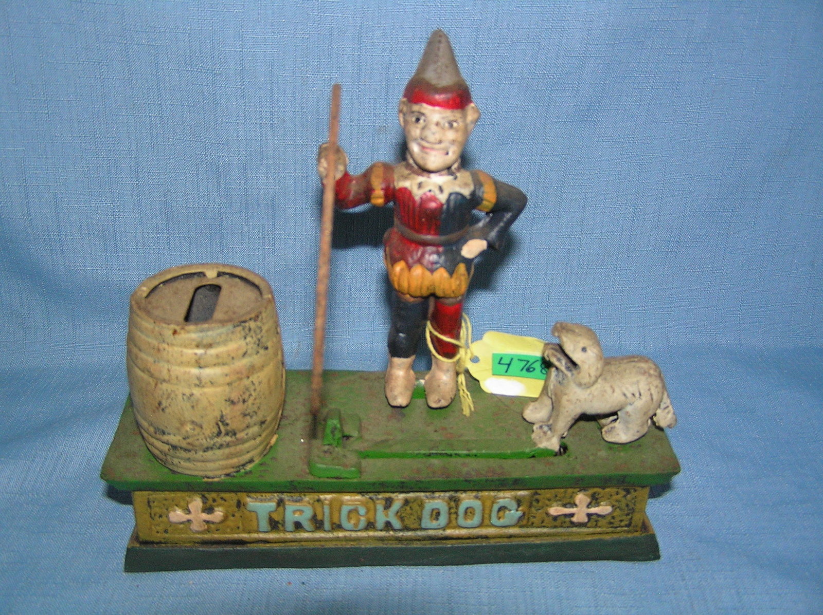 Trick Dog cast iron mechanical bank circa 1960s: Trick Dog cast iron mechanical bank circa 1960s, rare colors est. value $250.00-$300.00