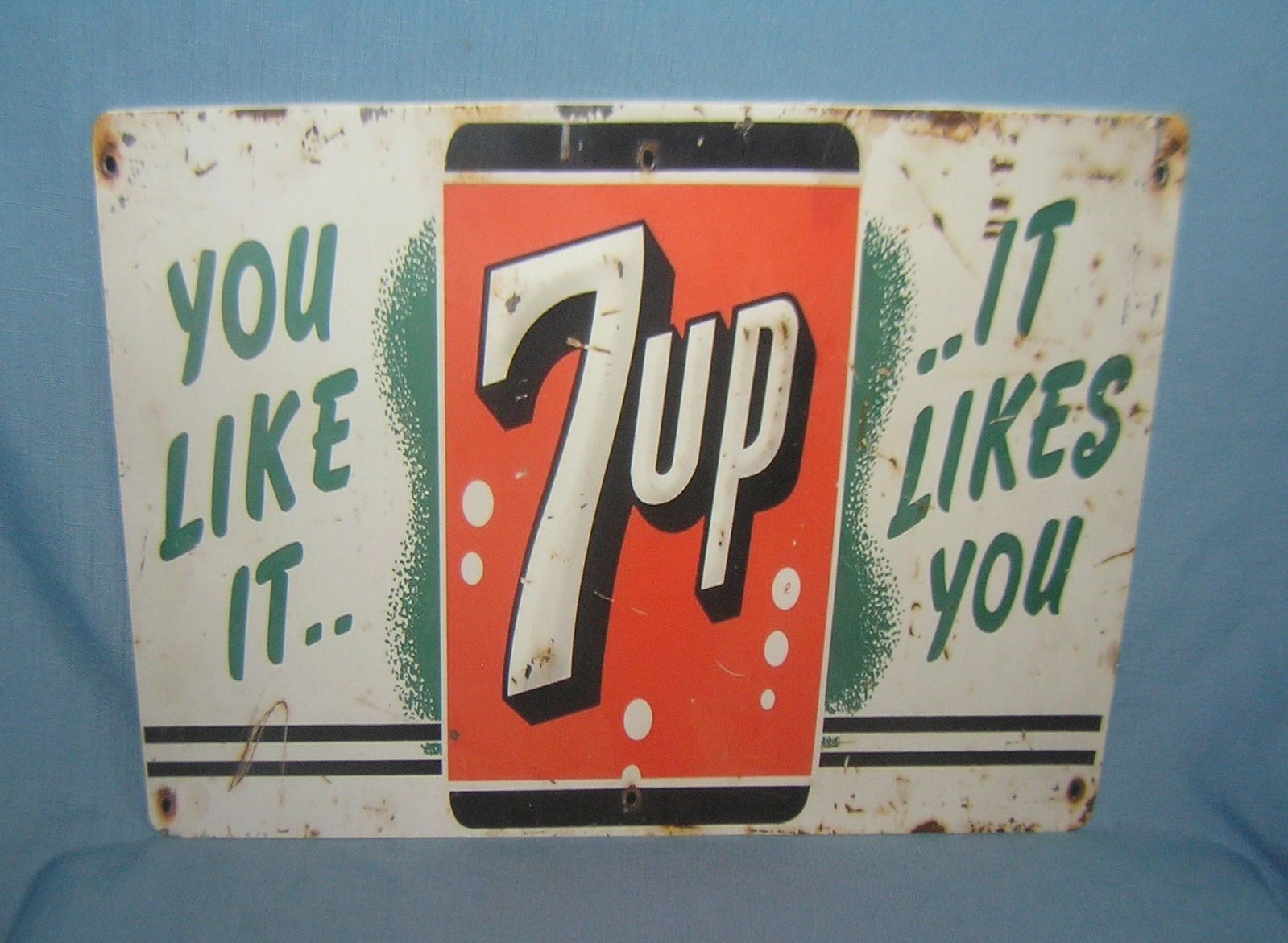 7UP retro style advertising sign: 7UP retro style advertising sign printed on PVC hard board12 by 16 est. value $50.00-$60.00