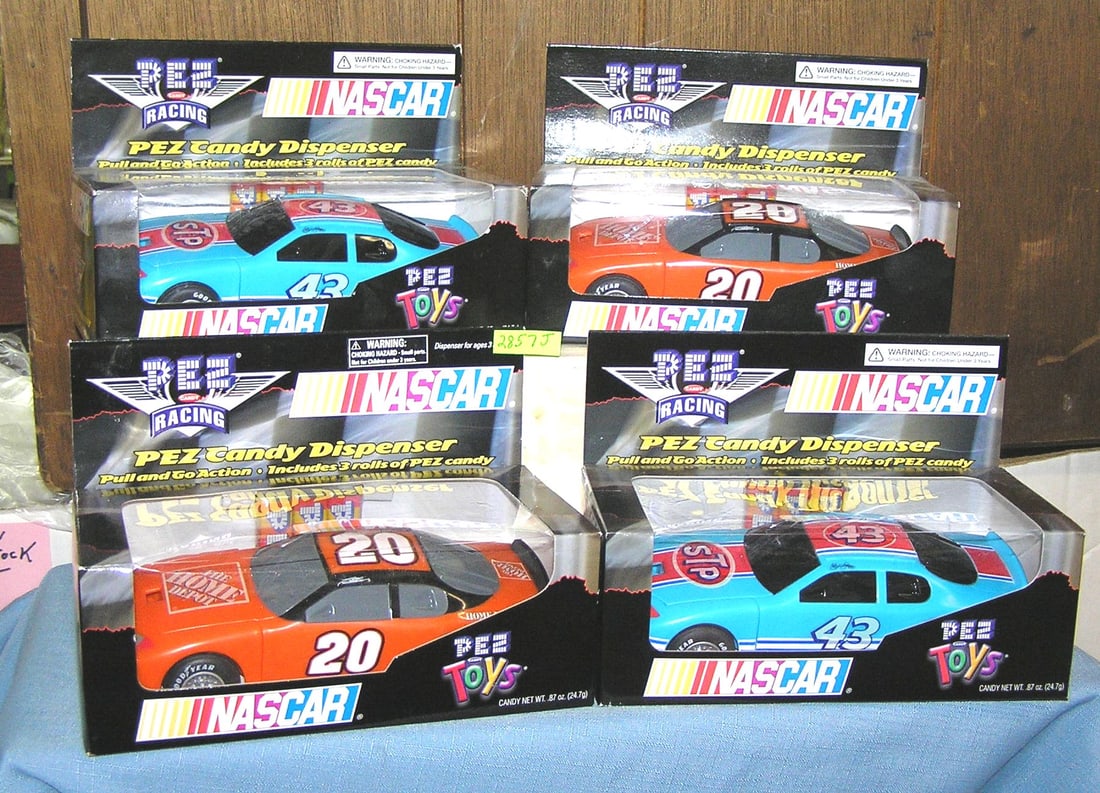 Collection of vintage NASCAR candy dispensers: Collection of vintage NASCAR candy dispensers all mint with original boxes with display box est. value $125.00-$150.00