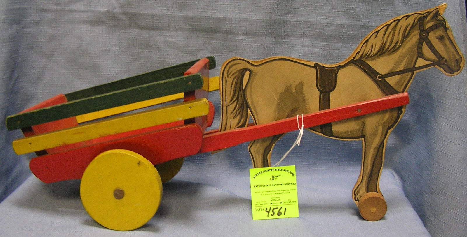 Early wooden horse drawn cart pull toy: Early wooden horse drawn cart pull toy circa early 1900?s $225.00-$250.00