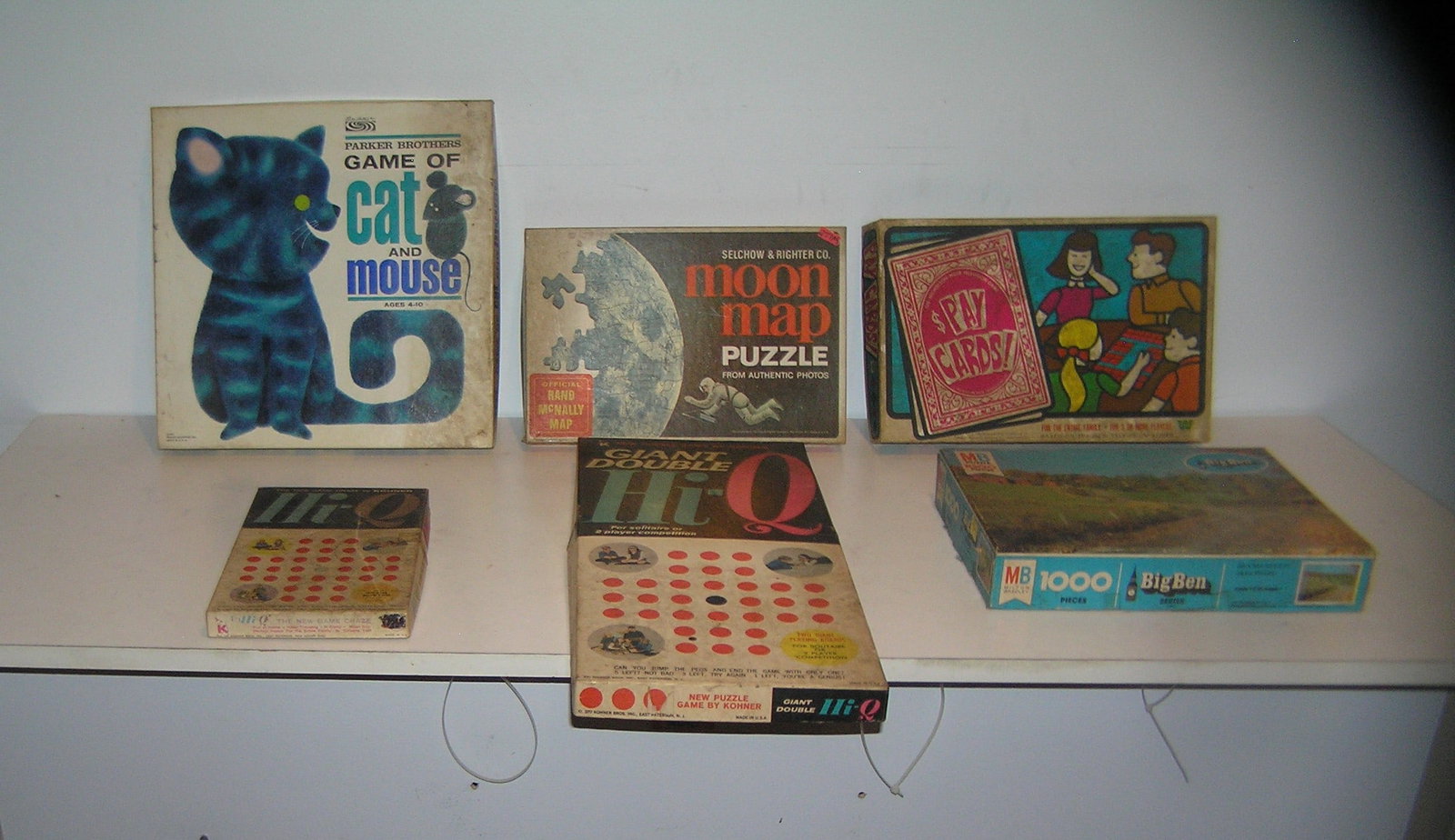 Large group of vintage games and puzzles: Large group of vintage games and puzzles includes Moon Map, Pay cards, Big Ben, Cat and Mouse and more est. value $80.00-$100.00