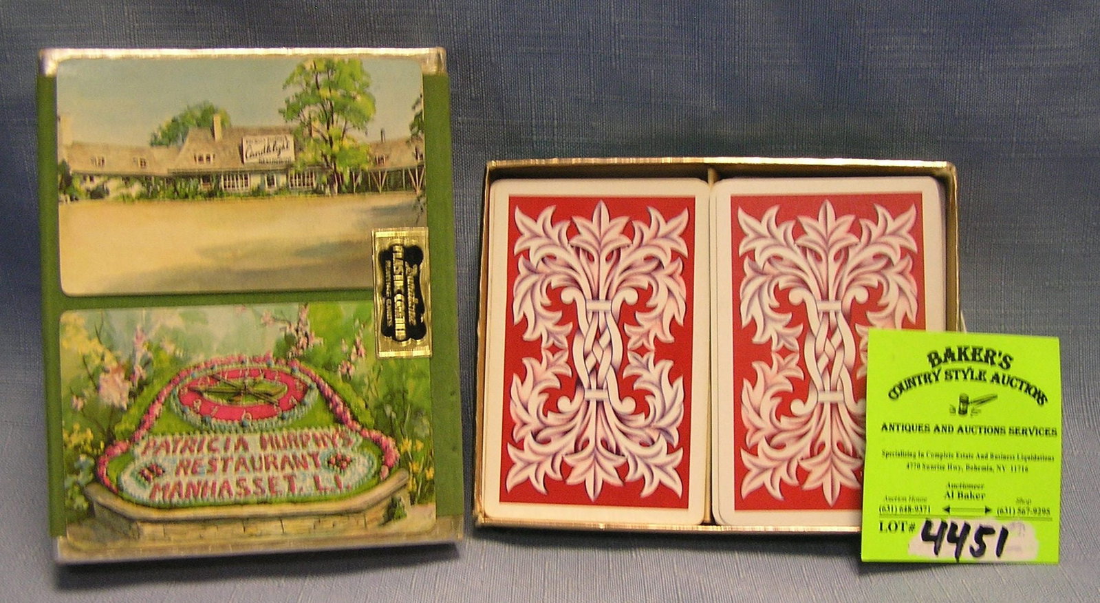 Two decks of vintage playing cards: Two decks of vintage playing cards with Patricia Murphy?s restaurant advertising from Manhasset Long Island $35.00-$45.00
