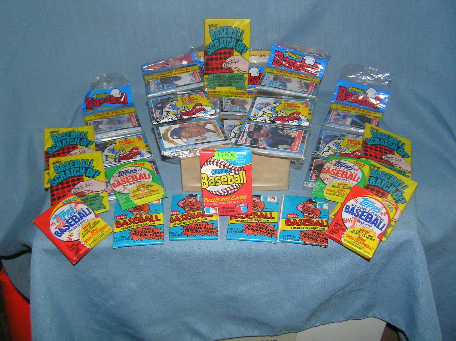 Shoe box full of unopened baseball cards: Shoe box full of unopened baseball cards wax and rack packs est. value $275.00-$300.00