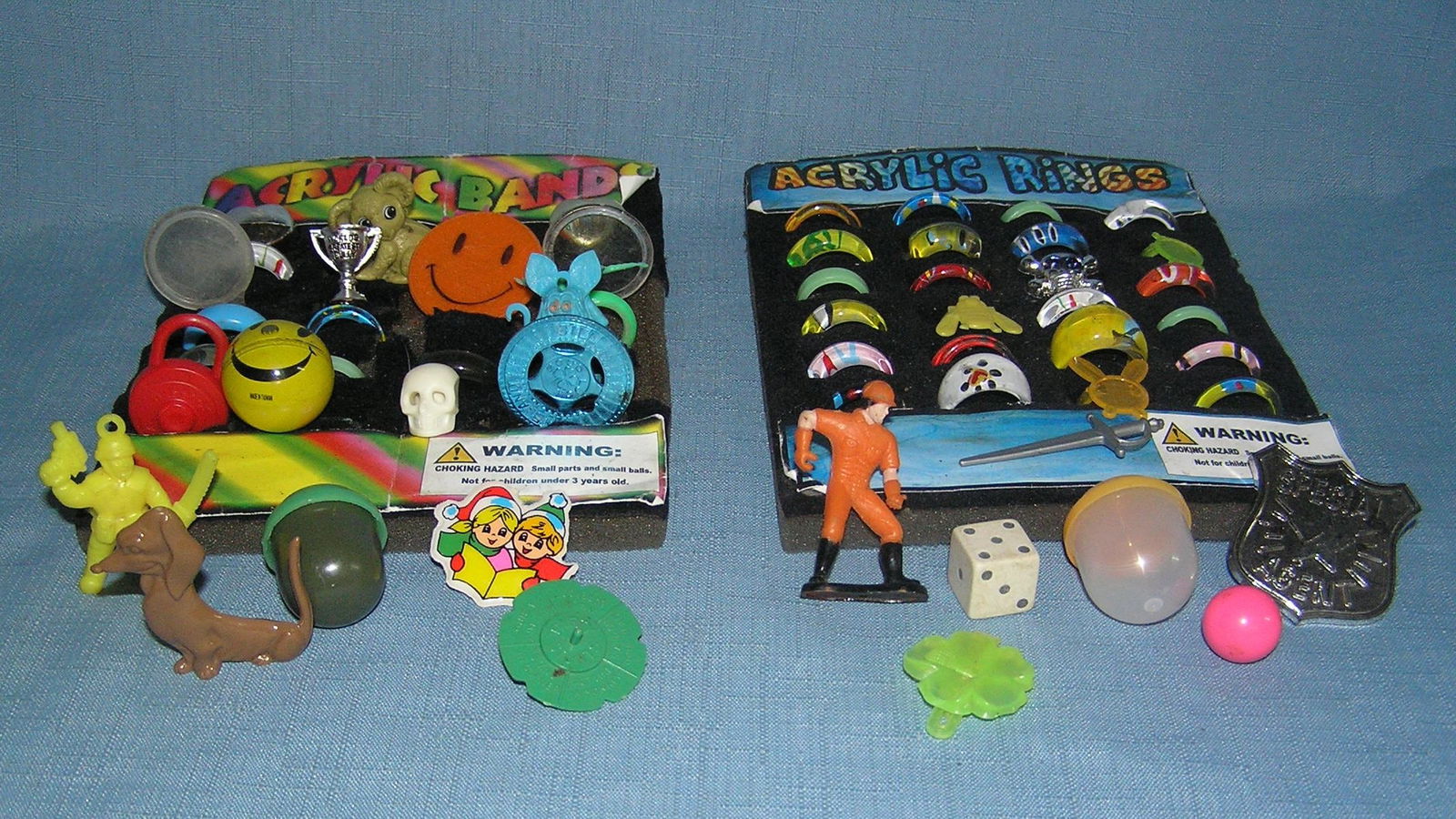 Large collection of vintage bubble gum machine prizes: Large collection of vintage bubble gum machine prizes est. value $75.00-$80.00