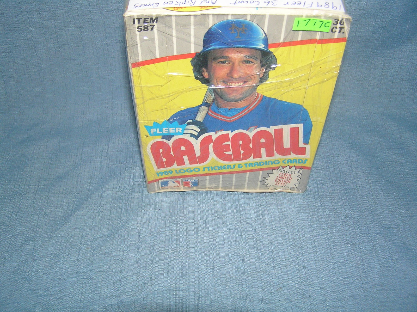 1989 Fleer wax box containing 36 unopened wax packs: 1989 Fleer wax box containing 36 unopened wax packs this is the year of the Ripken error cards and Ken Griffey Jr. rookie card est. value $200.00-$250.00