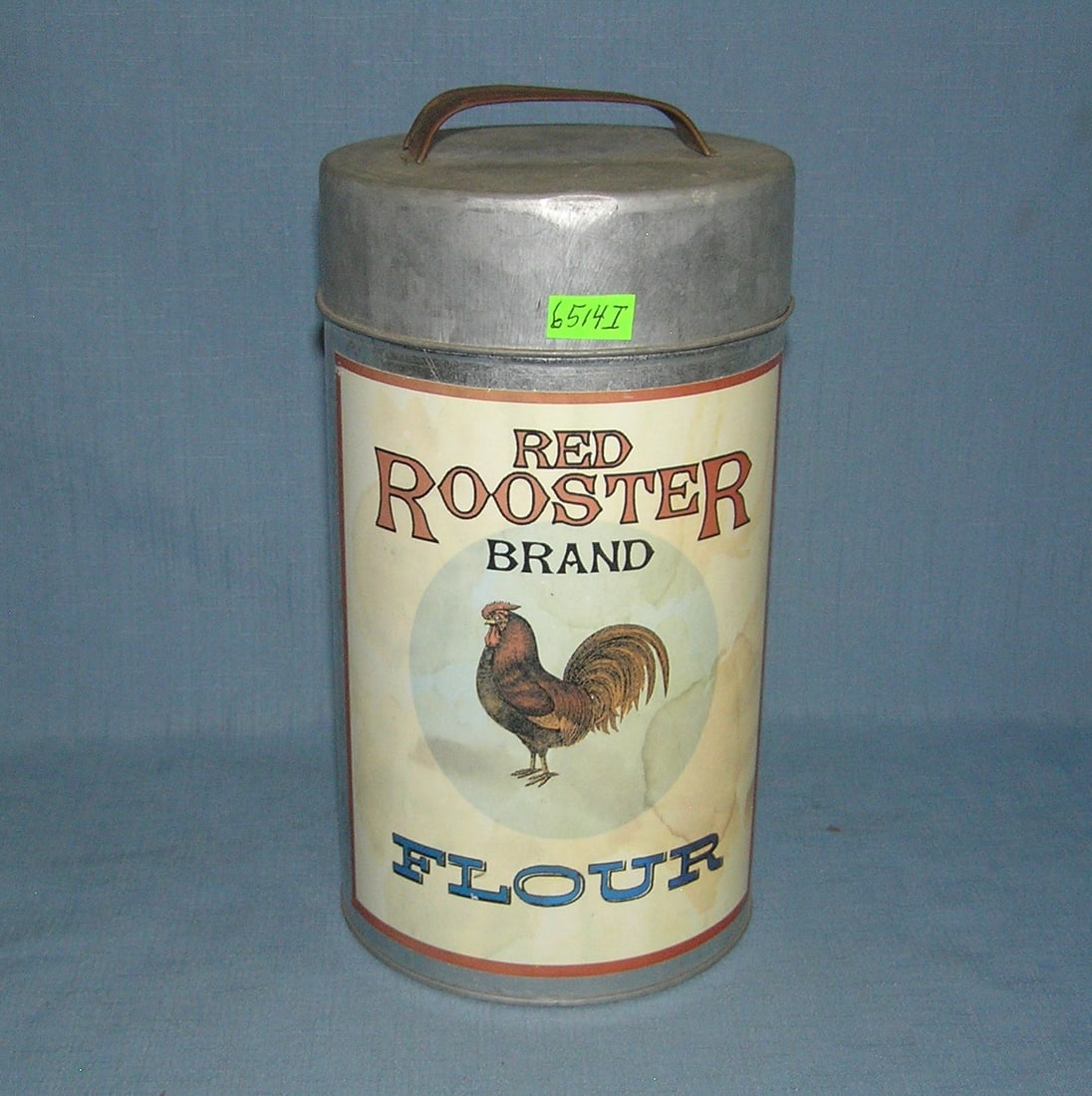 Red Rooster brand flour tin: Red Rooster brand flour tin est. value $35.00-$40.00
