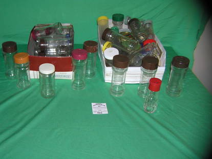 Large group of vintage estate all glass spice jars: Large group of vintage estate all glass spice jars est. value $50.00-$60.00