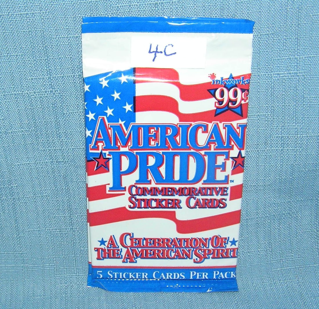 American Pride unopened foil pack of sticker cards: American Pride unopened wax pack of sticker cards est. value $15.00-$25.00