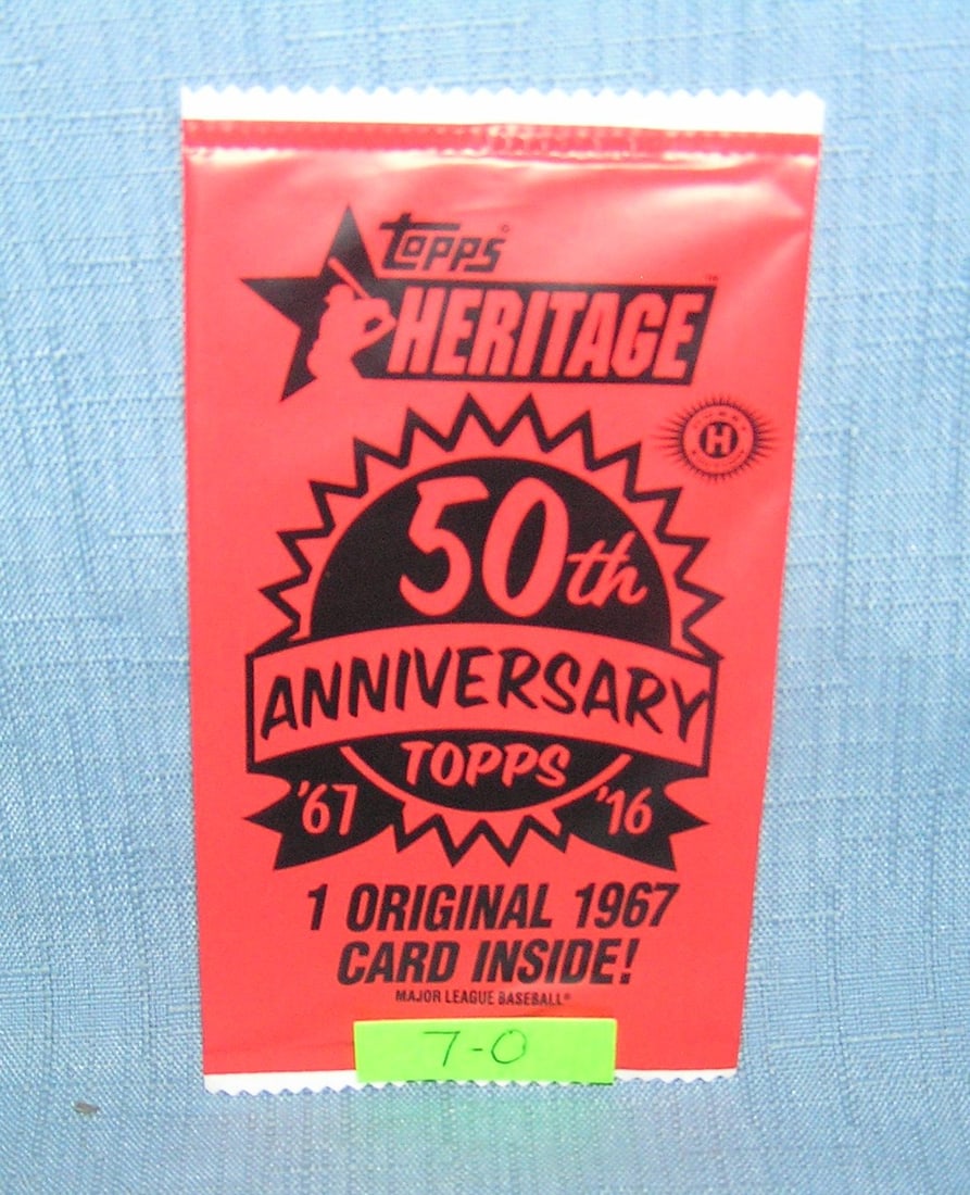 Topps Heritage 50th anniversary original 1966 baseball card factory sealed pack: Topps Heritage 50th anniversary original 1967 baseball card factory sealed pack est. value $25.00-$30.00