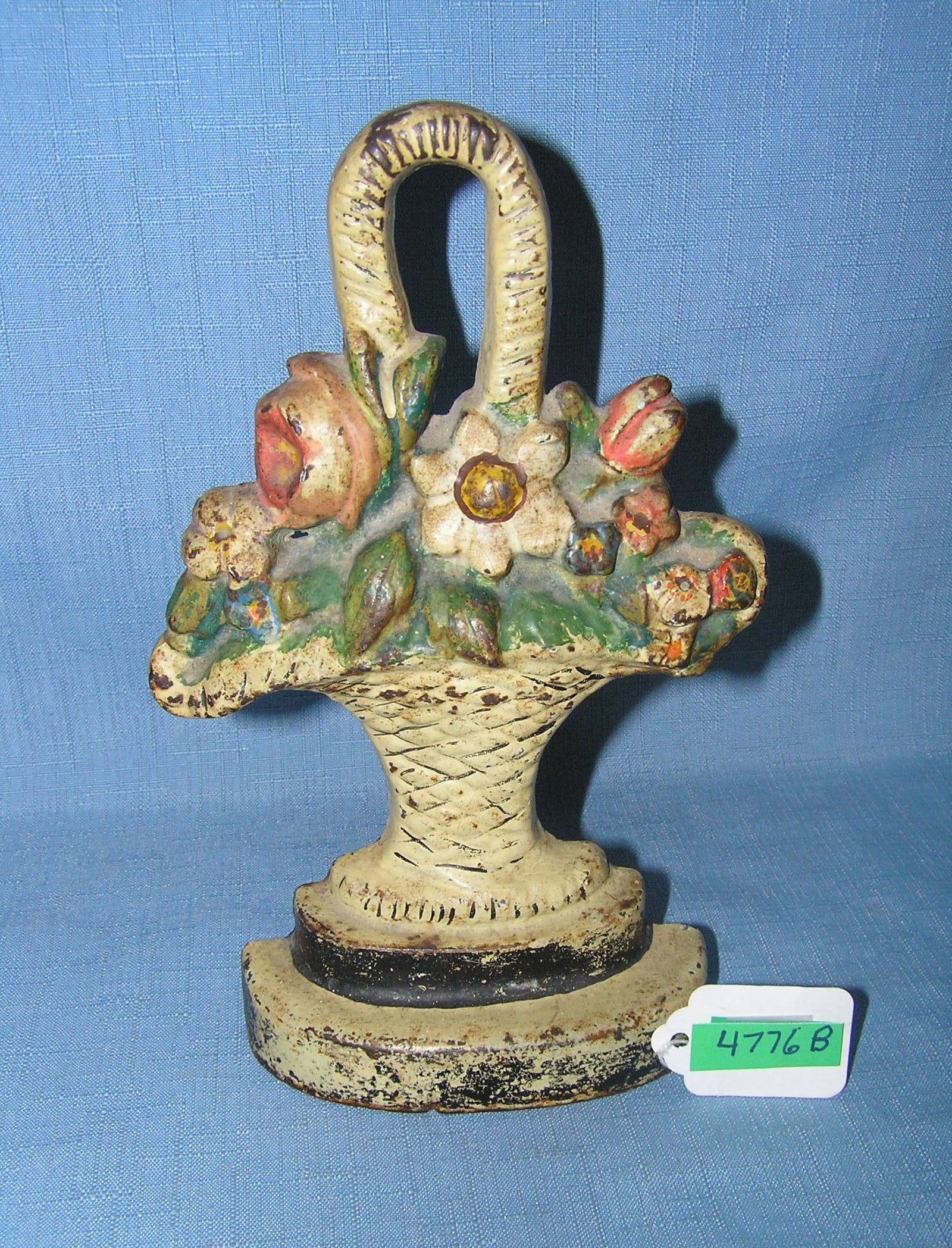 Hand painted cast iron flower basket by Hubley circa 1930: Hand painted cast iron flower basket by Hubley circa 1930s est. value $300.00-$325.00