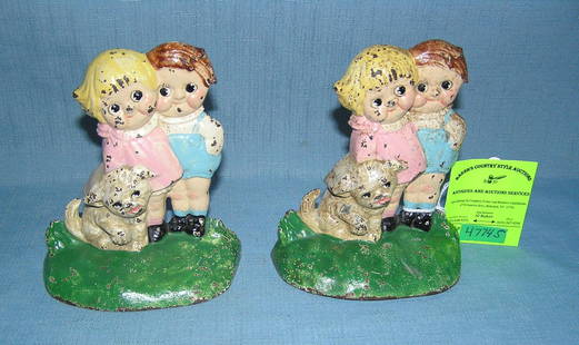 Bobby and Dolly Blake bookends circa 1930s: Bobby and Dolly Blake cast iron and hand painted bookends circa 1930s by Hubley number 498 made in the USA est. value $350.00-$400.00