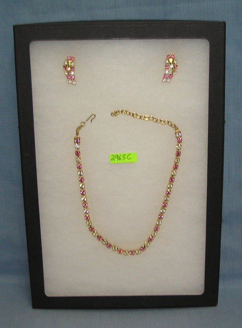 Trifari signed necklace and earring set: Trifari signed necklace and earring set circa 1950's great looking semi precious stones est. value $125.00-$150.00