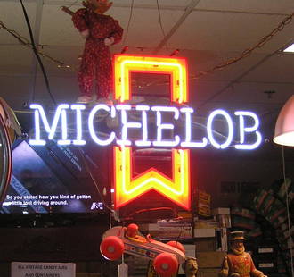Michelolo neon advertising bar sign great early 1950's / 60's advertising sign in perfect working: Michelolo neon advertising bar sign great early 1950's / 60's advertising sign in perfect working condition est. value $800.00-$1,000.00