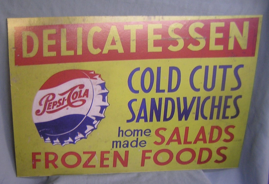 Antique retro style Pepsi Cola delicatessen retro style advertising sign (1 of 1)