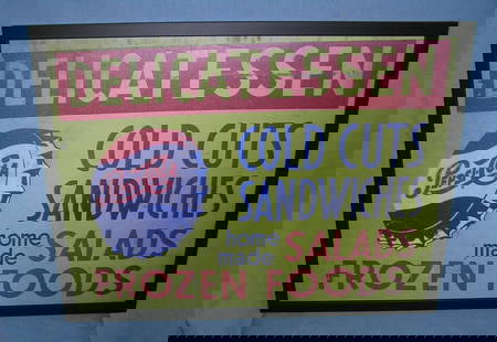 Pepsi Cola Delicatessen framed  retro style advertising sign: Pepsi Cola Delicatessen framed 19 inches by 25 inches retro style advertising sign est. value $225.00-$250.00