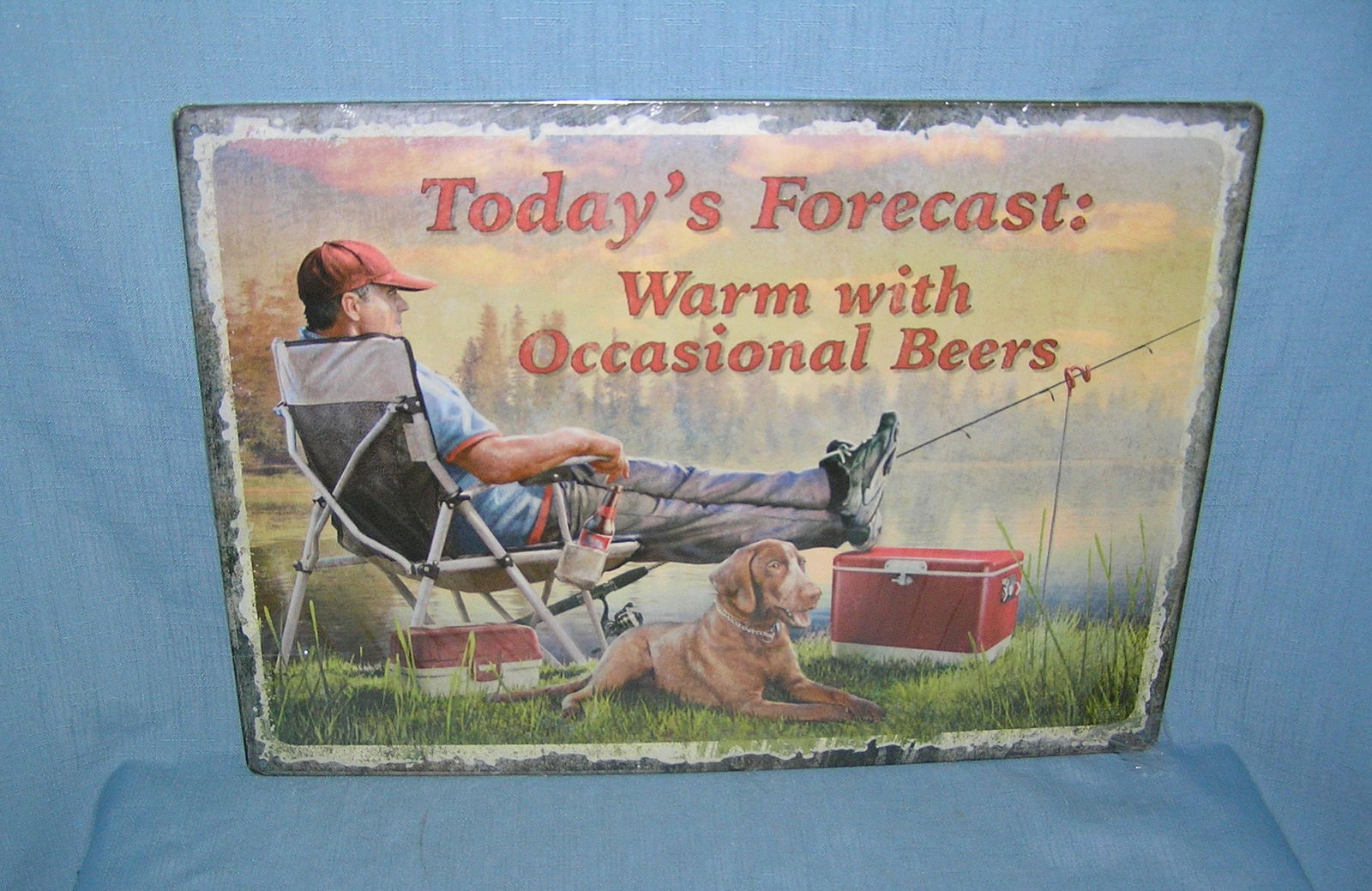 Today's Forecast: warm with occasional beers all tin advertising sign (1 of 1)