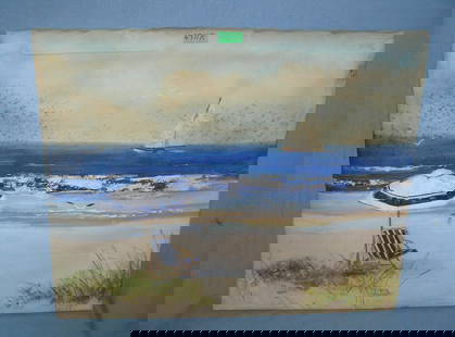 Beach scene on canvas painting: Beach scene on canvas painting est. value $50.00-$75.00