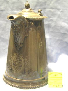 Antique quality silver plated figural presentation pitcher: Antique 13 inch high quality silver plated figural presentation pitcher manufactured by Roger Smith And Company circa 1864 extremely rare $1500.00-$1800.00
