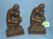 The Thinker solid bronze figural book ends