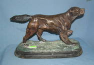 Bronze pointer dog on base
