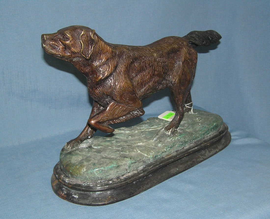 Bronze pointer dog on base - 3