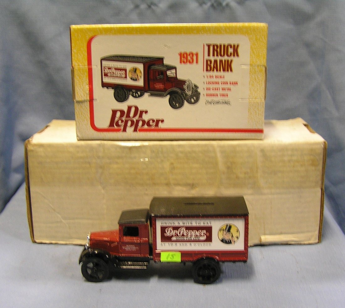 Vintage Dr Pepper all cast metal delivery truck bank: Vintage Dr. Pepper all cast metal delivery truck bank mint with original box $50.00-$75.00
