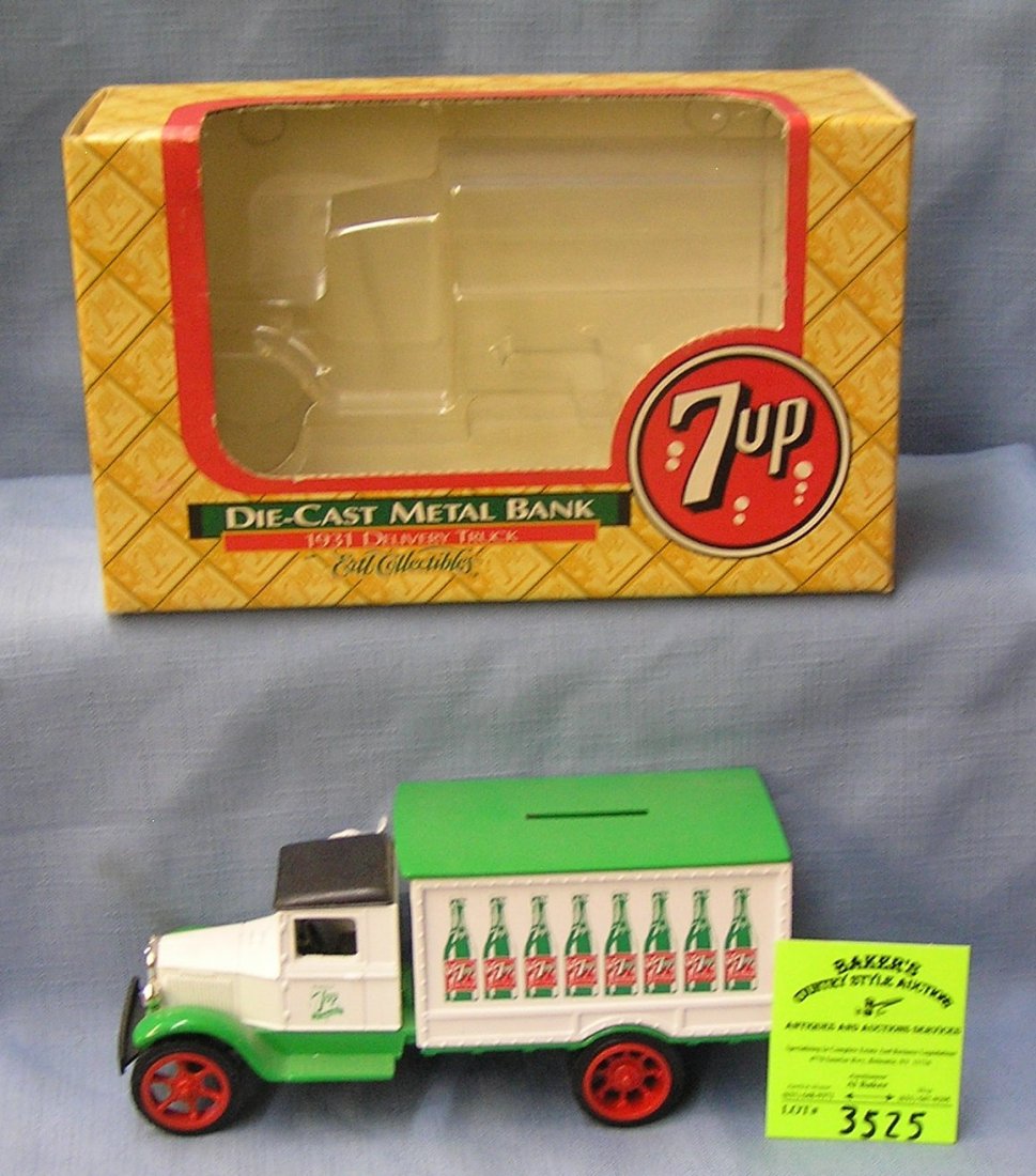 Vintage -Up advertising truck bank mint in original box: Vintage 7-Up advertising truck bank mint in original box $50.00-$60.00