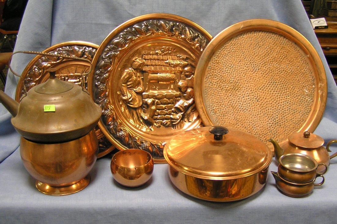 Large box of vintage copper ware: Large box of vintage copper ware $50.00-$75.00
