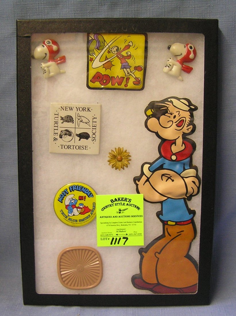 Collection of vintage character magnets: Collection of vintage character magnets including Popeye, Snoopy and more $25.00-$30.00