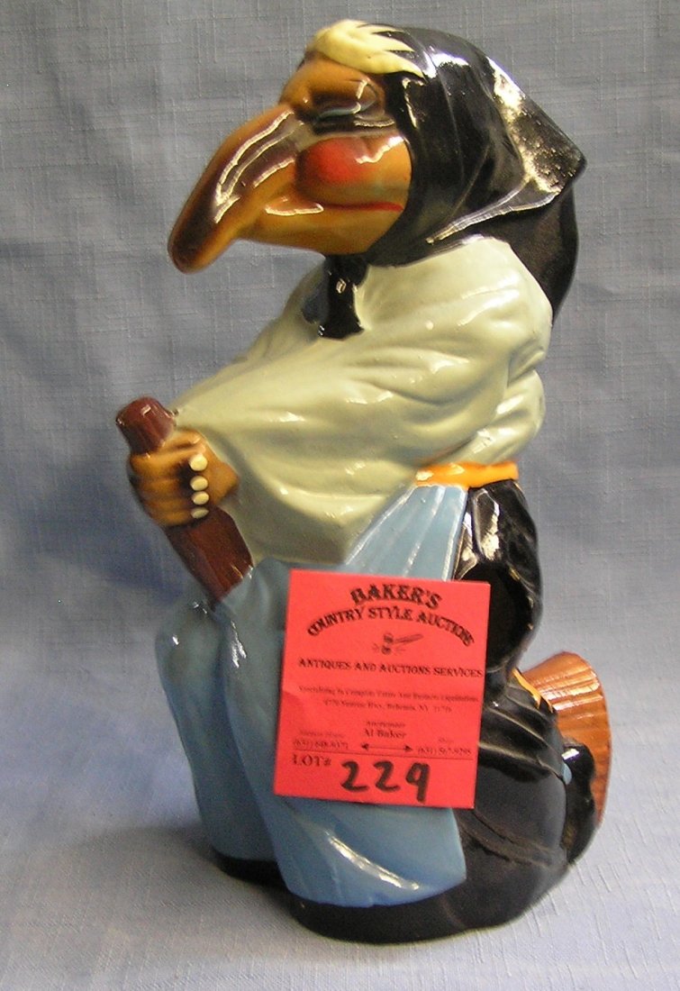 Painted witch on broom ceramic figurine: Painted witch on broom ceramic figurine 9’’ tall $25.00-$30.00