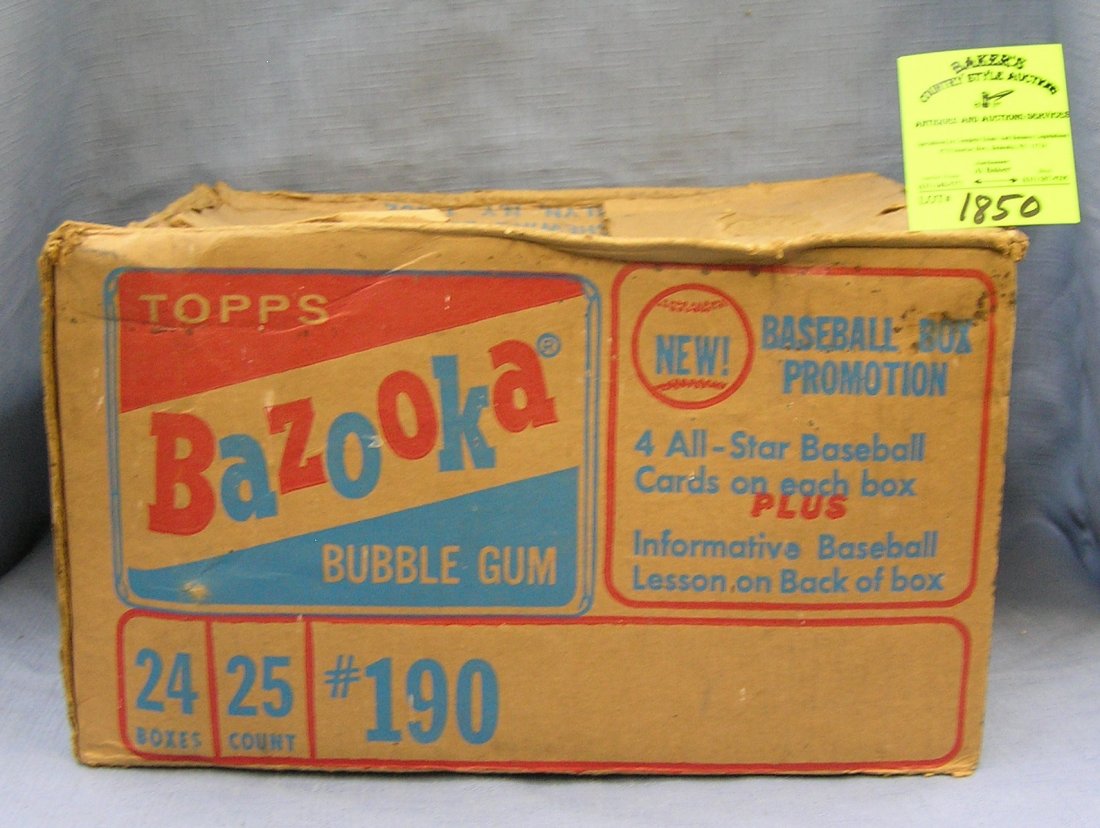 Original Topps bazooka bubble gum and baseball card: Original 1950’s Topps bazooka bubble gum and baseball card box promotion est. value $125.00-$150.00