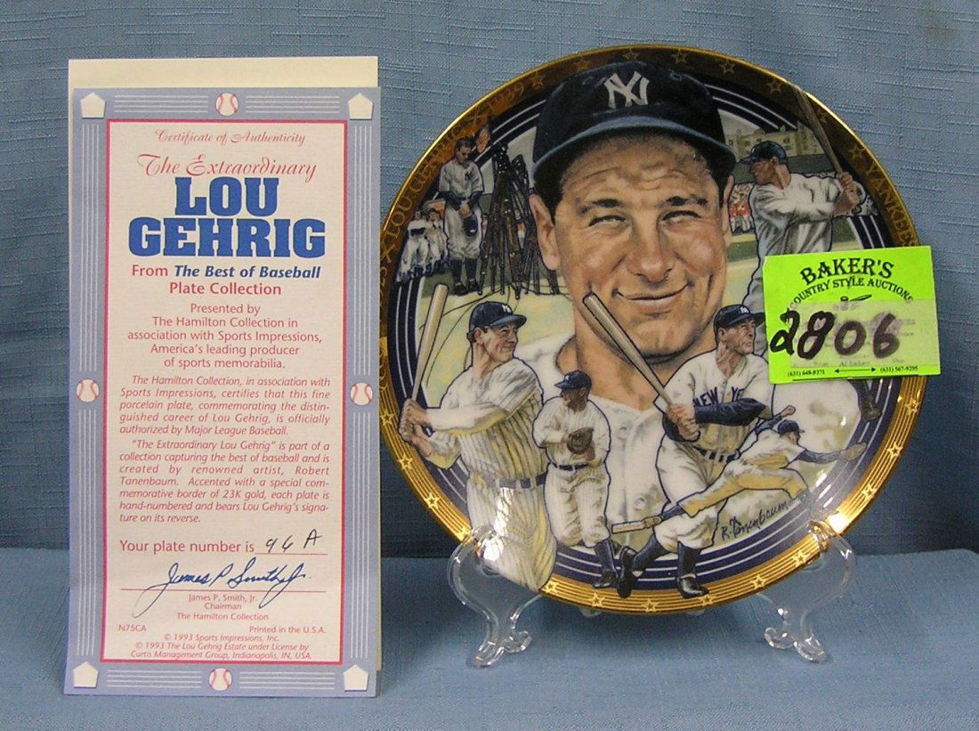 Vintage Lou Gehrig Limited Edition Collectors Plate