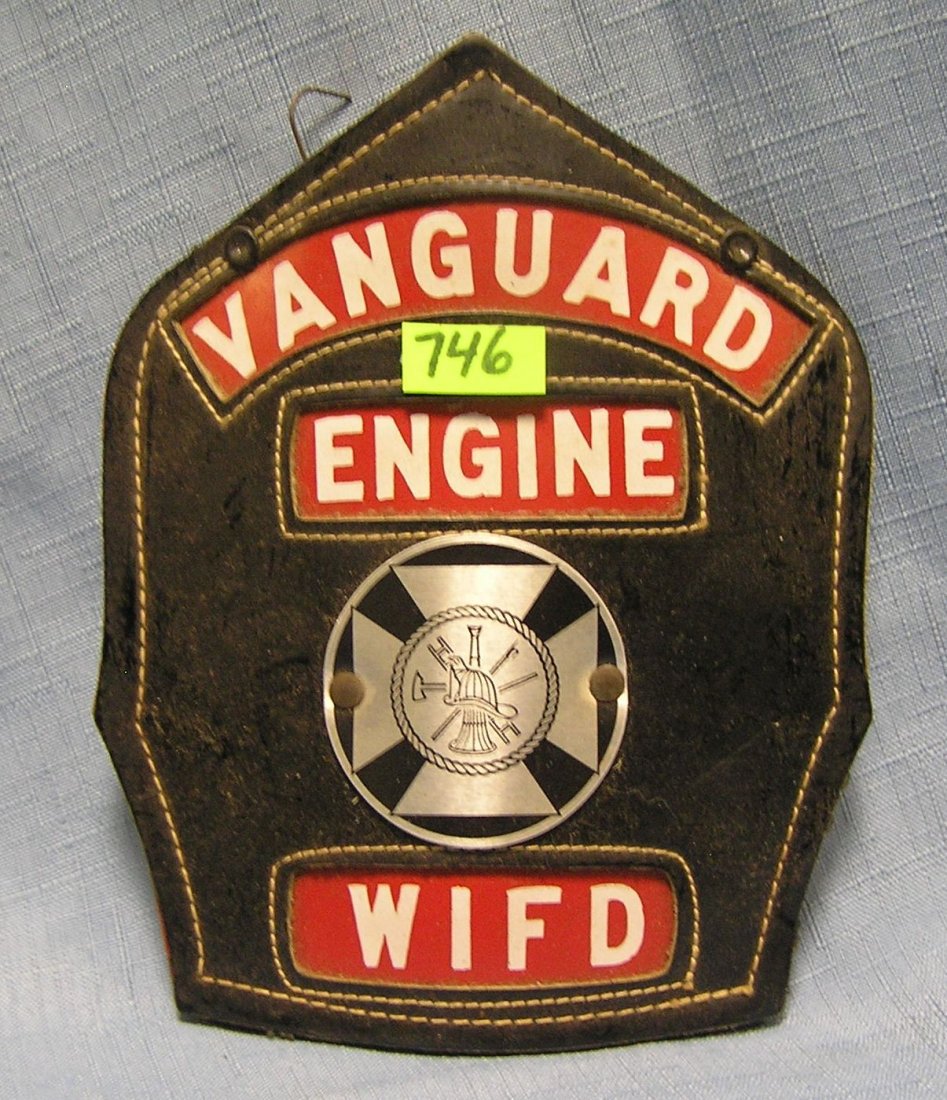 Antique fire helmet shield: Antique fire helmet shield $40.00-$50.00