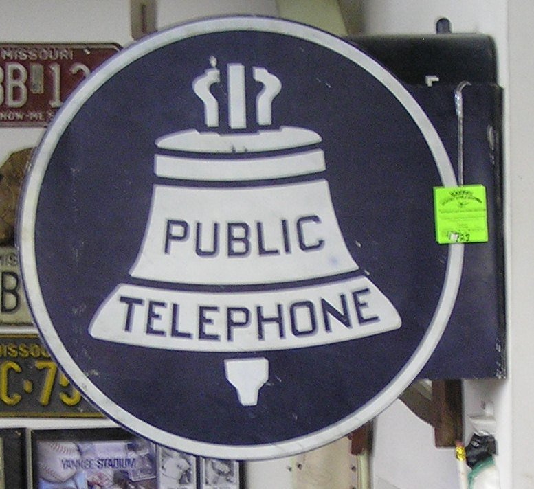 Antique double sided Bell Telephone advertising sign: Antique double sided Bell Telephone advertising sign all metal circa 1930’s est. value $250.00-$275.00