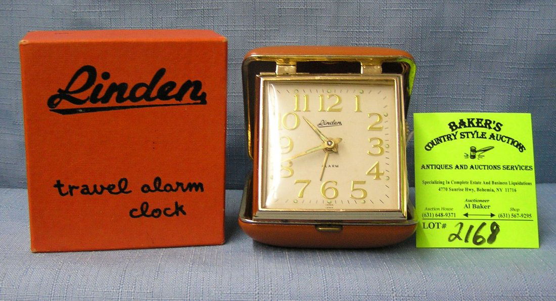 Vintage Linden travel alarm clock with original box: Vintage Linden travel alarm clock with original box est. value $30.00-$35.00
