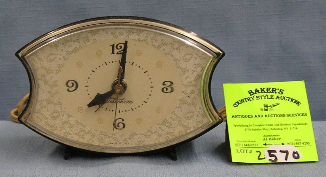 Vintage Telechron electric alarm clock with floral Jul 16, 2014
