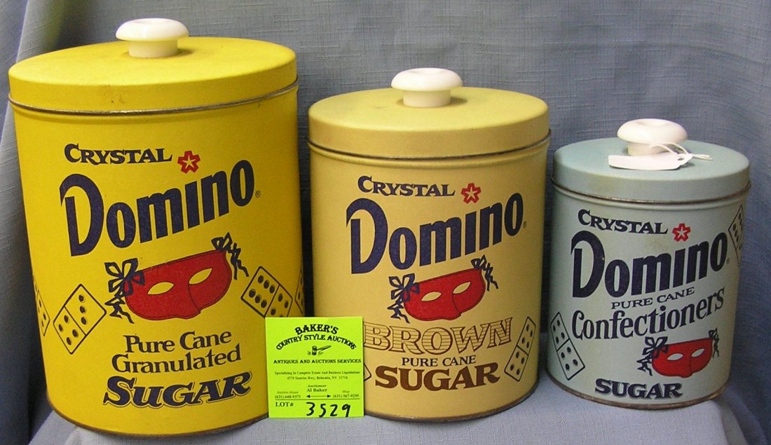 Set of three vintage Domino Sugar advertising tin: Set of three vintage Domino Sugar advertising tin canisters est. value $30.00-$40.00